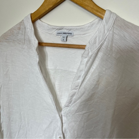 Standard James Perse White Button Up Shirt Size 4 Extra Large Neutral Minimalist - Picture 2 of 5